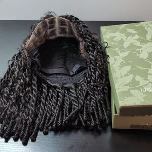 12 Inch Natural Black 13x5 Lace Front Boho Knot Twist Human Hair Blend 200%